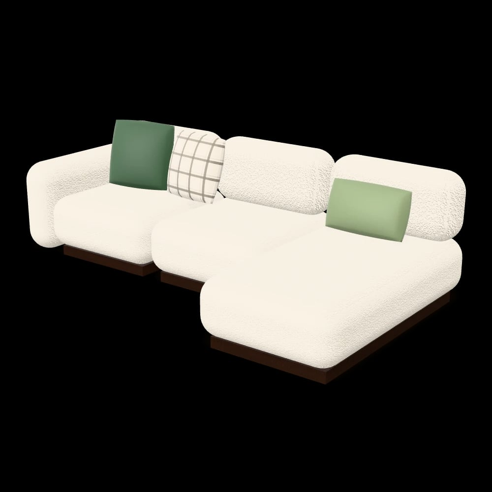 Cloud Bouclé Modular Sofa in Ivory Bouclé — three-quarter view