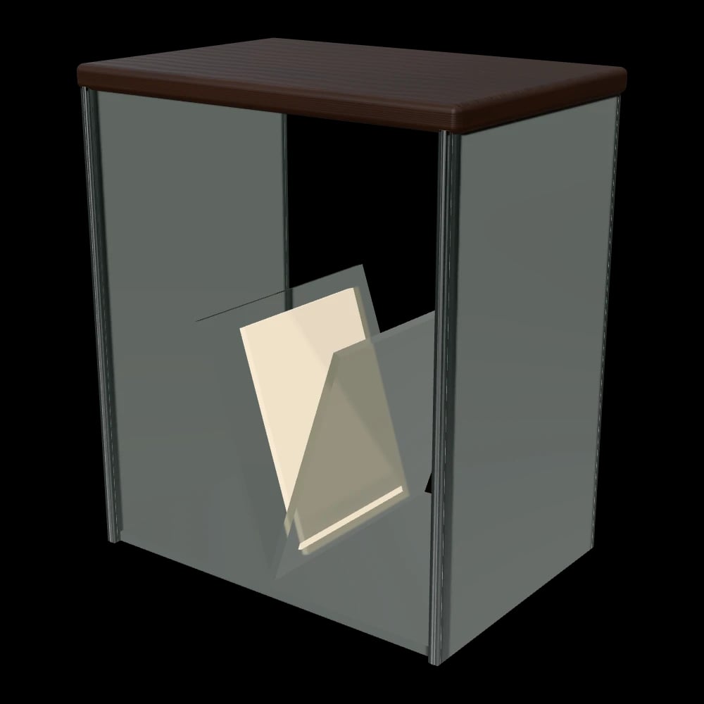 Linea Glass Side Table — three-quarter view