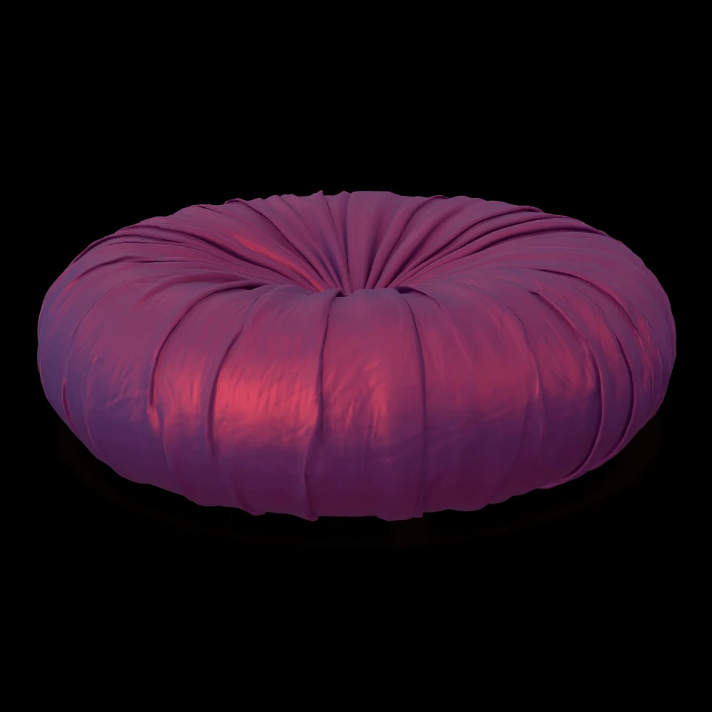 Silk Tufted Pouf — three-quarter view